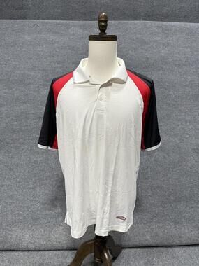 Prince Polo Shirt Mens Large White Red Black Tennis Colorblock Performance Top